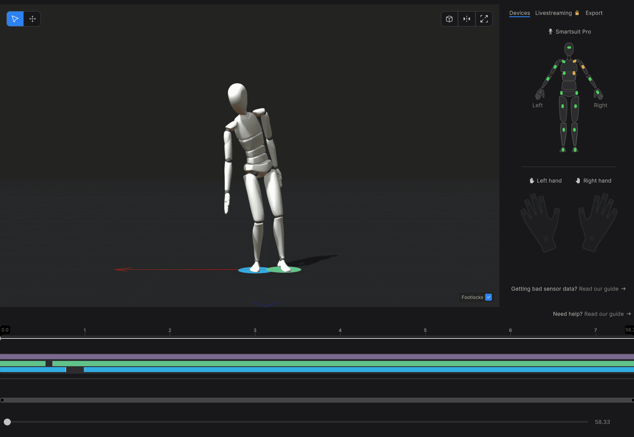A screenshot of the Rokoko Studio Editor